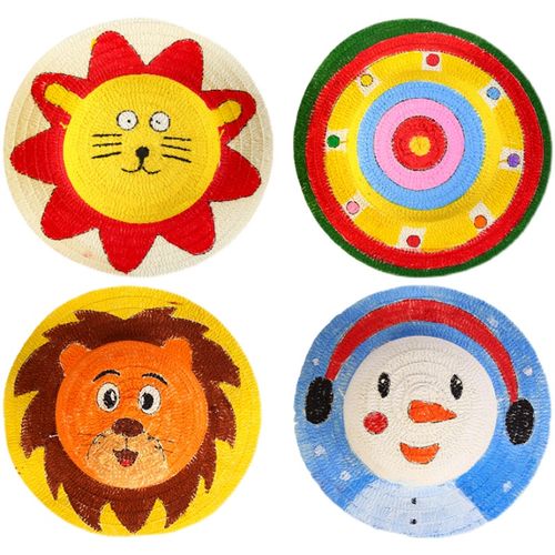 儿童diy绘画草帽手绘涂鸦彩绘卡通图案帽子帽子