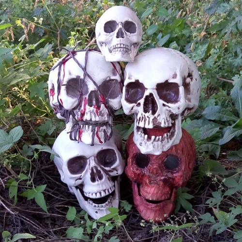 迎新必备仿真塑料骷髅头摆件死人头模型道具万圣节鬼屋吓人用拍摄影视
