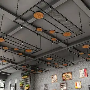 吊顶复古生态酒吧天花板餐厅风铁艺工业创意定做铁丝网板装饰镂空