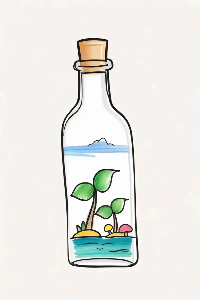 儿童绘画 儿童简笔画之漂流瓶 蜡笔 绘画本