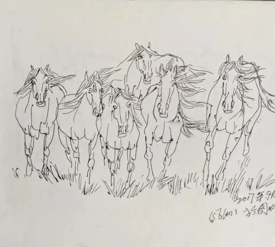 画家吕凤洲《草原速写》作品 - 抖音