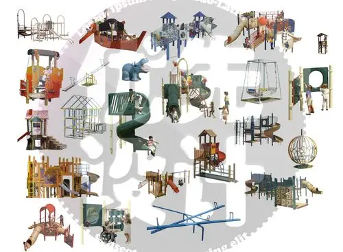 新品公共设施配景喷泉汽车人物彩平素材psd格式ps后期素材