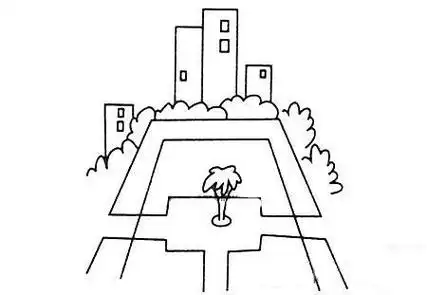 中心广场标志简笔画