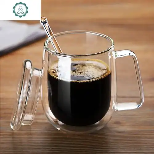 杯双层隔热早餐牛奶杯可爱透明男女办公杯茶杯马克杯封后单杯玻璃杯