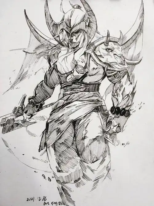 暗裔剑魔针管笔临摹