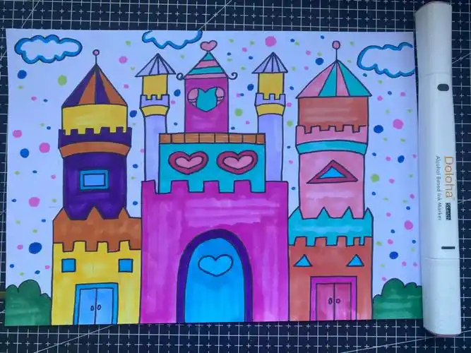 城堡儿童画公主城堡创意画蜗牛城堡