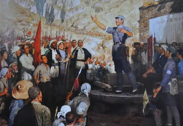 油画《抗日战歌响彻太行山》
