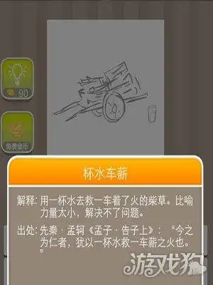 看图猜成语杯水车薪含义是什么剖析