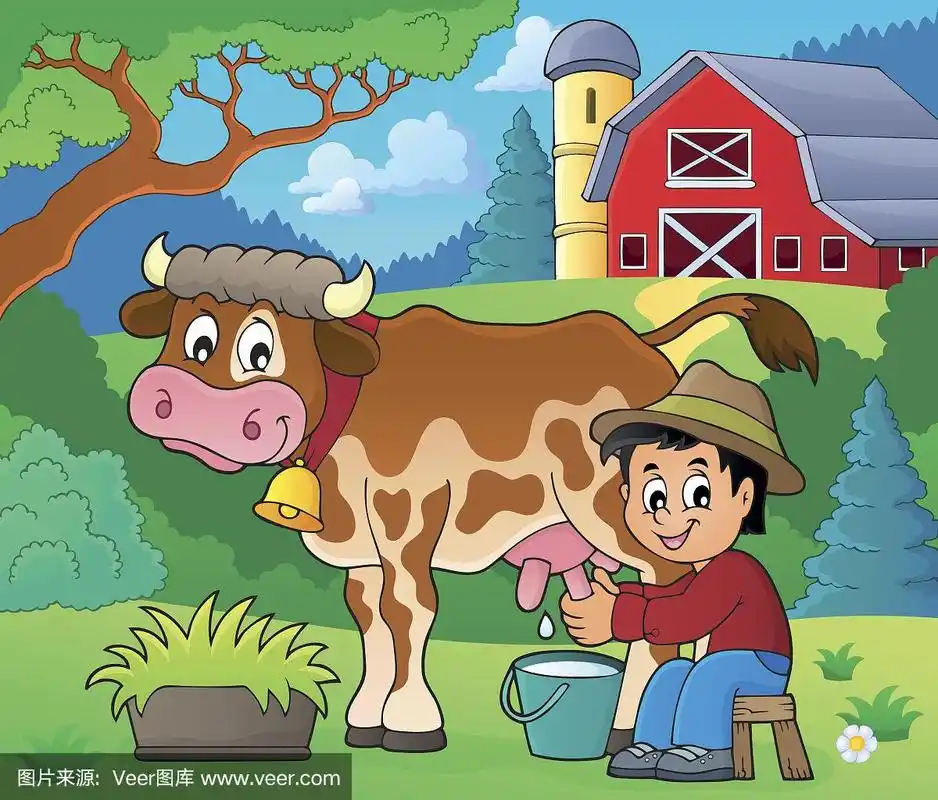 挤奶的农民形象2