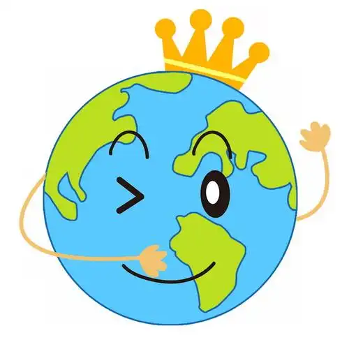 戴着皇冠的超可爱卡通地球896099psd图片免抠素材