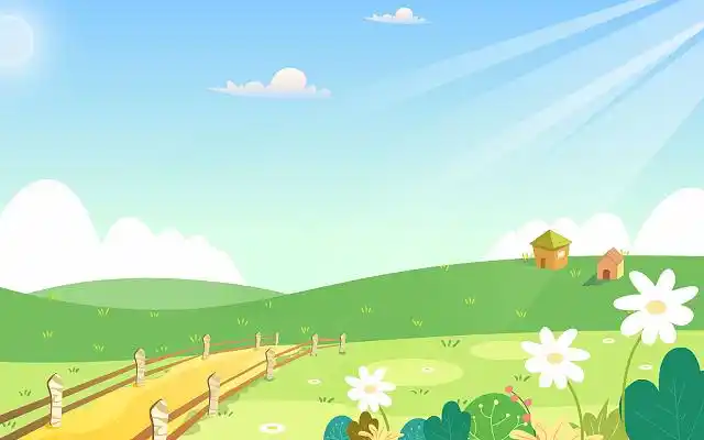 郊游 室外 天气晴朗jpg素材花草背景简约卡通手绘主题班会边框插画