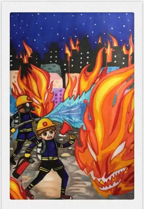 勇敢的灭火英雄儿童画 - 智慧妈咪网