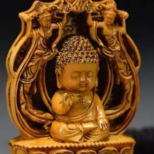 古将老牙雕童子佛挂件