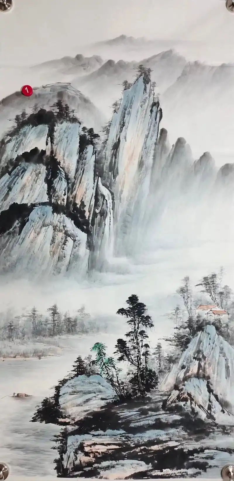 淡雅四尺整张,保证纯手绘.#山水画 #感受国 - 抖音