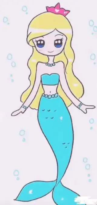海底世界儿童画美人鱼绘画作品美人鱼儿童画