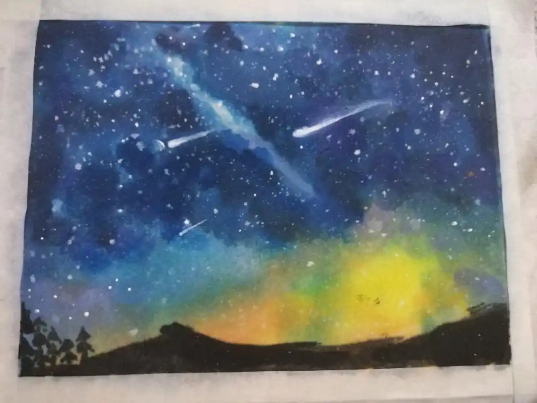 水粉星空