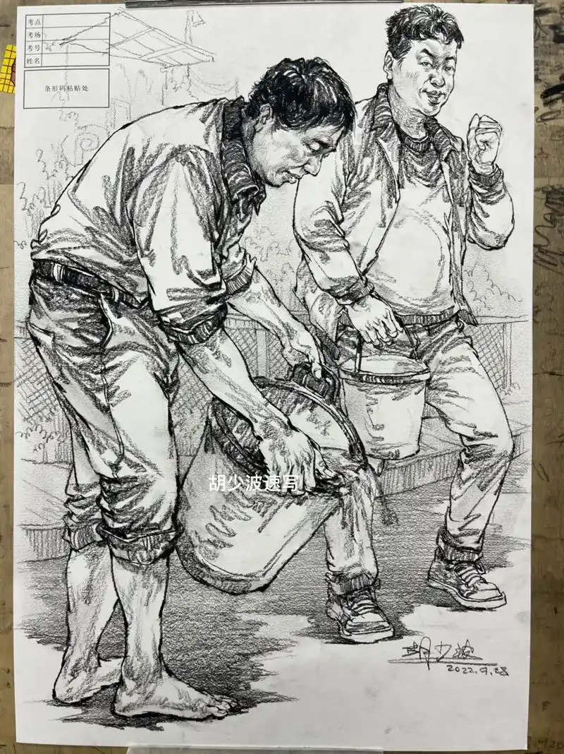 侧脸弯腰类组合.#速写 #速写人物 #美术老师的日常 #速写 - 抖音