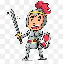 拿着武器的骑士设计-卡通手绘免抠素材-社稷网免抠元素素材图片