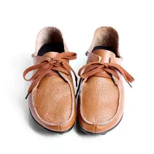 canniewong1 分享【淘折1 1】包邮欧美复古平底圆头真皮女单鞋平跟