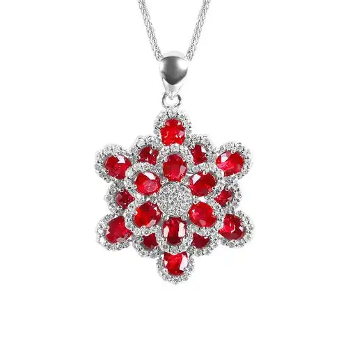 天然红宝石吊坠总计268克拉18k金镶嵌镶嵌钻石彩宝颈饰