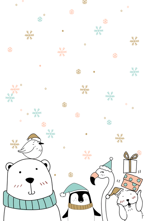 可爱北极熊png动物圣诞卡背景
