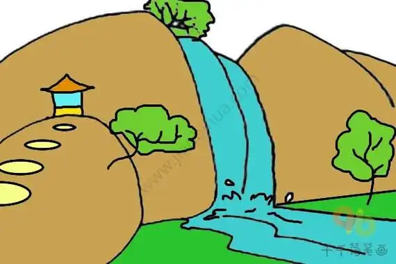 豫西大峡谷瀑布简笔画(大峡谷玻璃桥简笔画) -【爱个性】