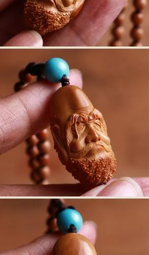 妙灵阁 手工橄榄核达摩祖师吊坠男女情侣文玩橄榄胡雕刻锁骨毛衣长珠