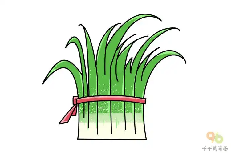 绿色蔬菜韭菜简笔画