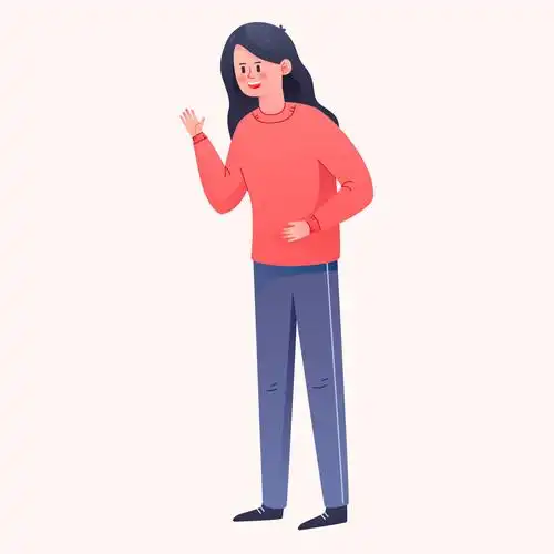 卡通女生青少年人物美女挥手矢量插画素材