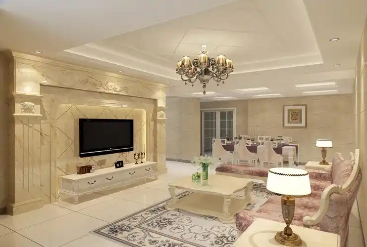 简欧客厅大理石装饰 - 效果图交流区-建e室内设计网