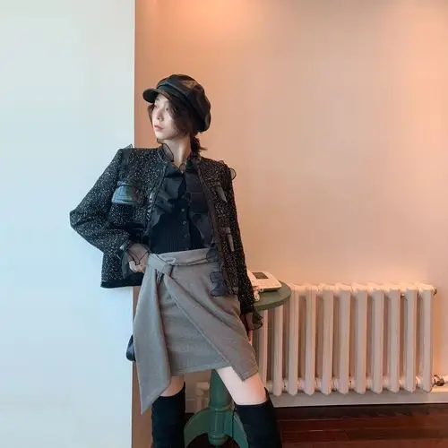 [好评好店]tongse复古格子春秋不规则包臀裙 -半身裙-好货如云-轻舟网