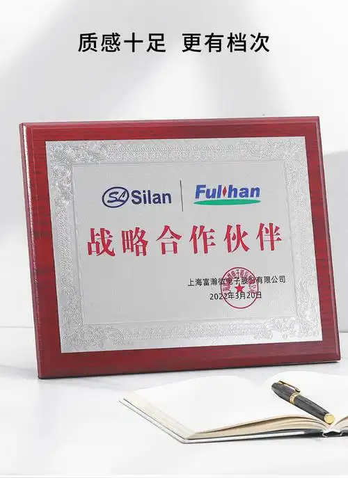 轩弘战略合作伙伴牌匾 实木牌匾定制战略合作伙伴箔牌聘书奖状授权牌