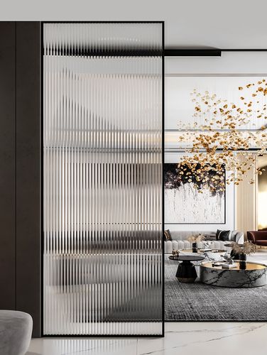 铁艺长虹玻璃屏风卫生间洗手台遮挡装饰轻奢不锈钢客餐厅玄关隔断