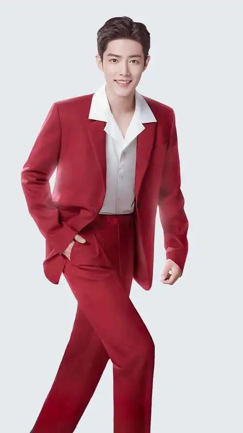肖战红色西服图片:衣架子本人