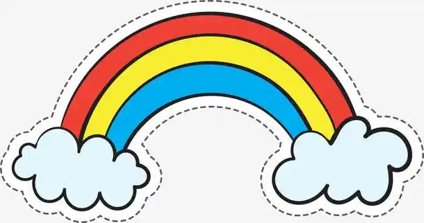 透明彩色彩虹卡通贴纸png图片-国外素材网
