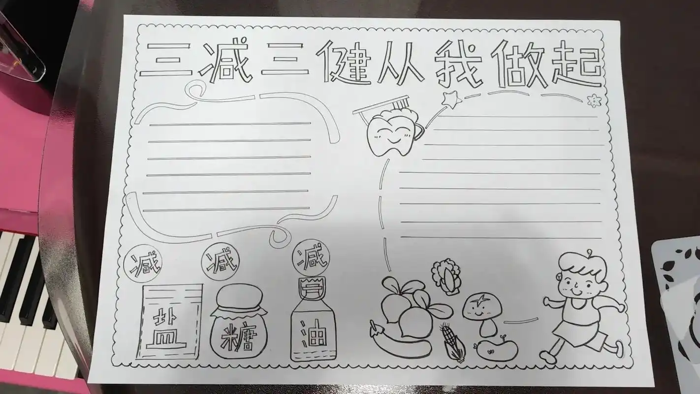 小学生手抄报 #三减三健 - 抖音