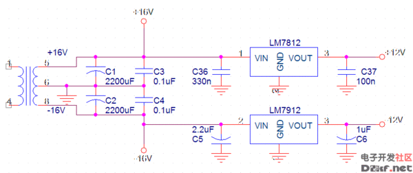 很简单,你用7812和7912三端稳压集成电路即可实现.