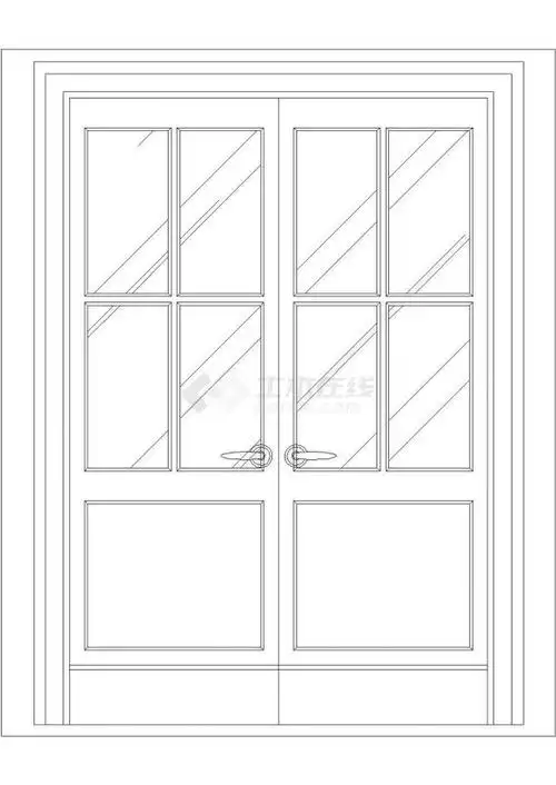 某双扇门cad平面构造施工设计图纸