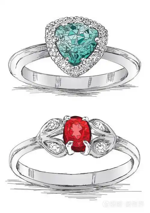 钻石戒指珠宝素描矢量图