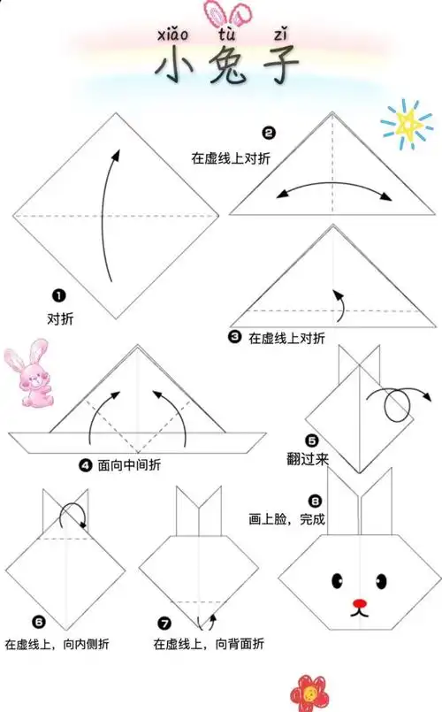 "空中课堂"第三十期——手工折纸《小白兔》 - 美篇