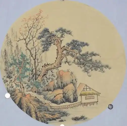 国画圆形小品山水画喜欢的收藏