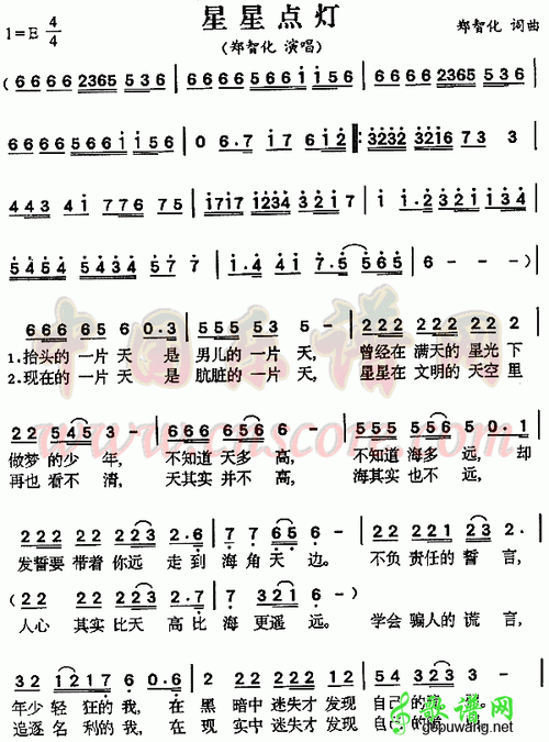 星星点灯简谱_郑智化星星点灯曲谱下载1