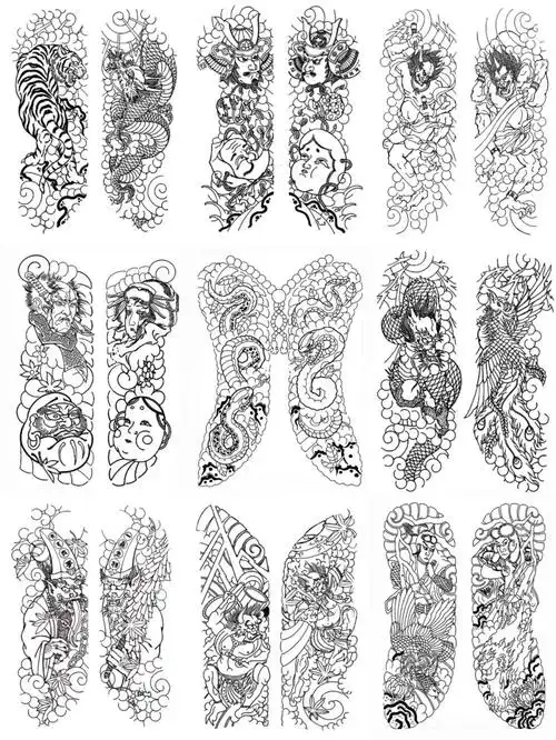 开衫纹身手稿图案线稿收藏