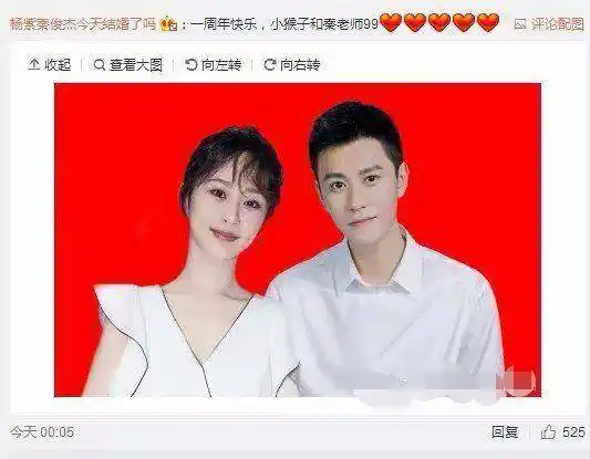 杨紫秦俊杰结婚照曝光瘦成一道闪电只为做最美新娘