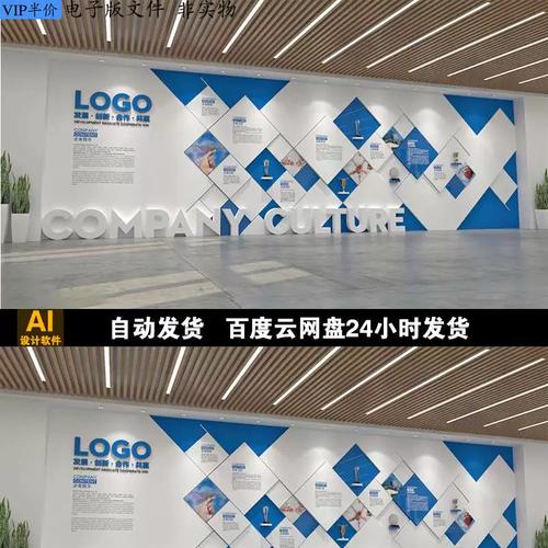 高端蓝色发展历程企业文化墙图片企业形象墙展示墙发展高端大气