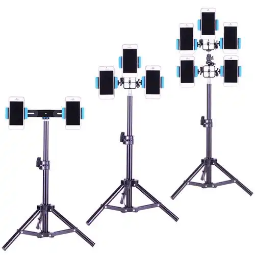 主播手机直播支架双手机落地三脚架多机位室内直播多功能补光神器