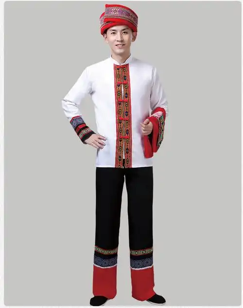 广西壮族服装男民族风云南少数民族苗族彝族演出服葫芦丝表演服饰11全