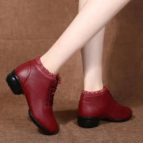 舞鞋舞蹈鞋女式成人妈妈跳舞广场广场舞中跟软底现代舞鞋