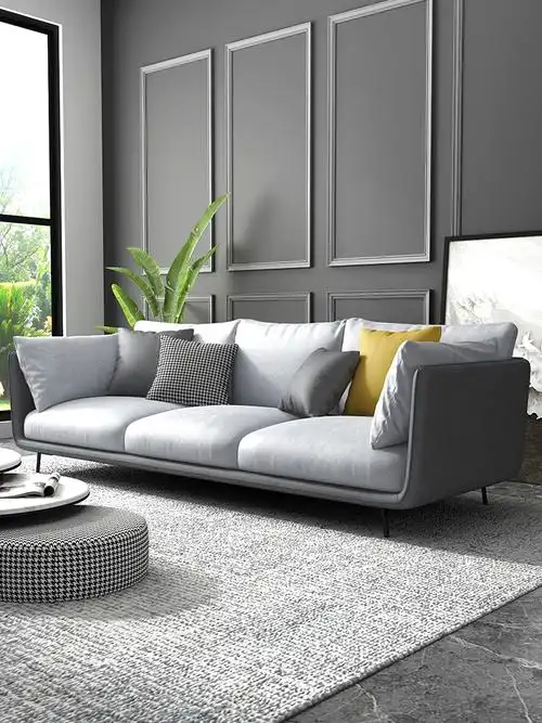 北欧轻奢三人网红户型小户现代简约风格布简约布艺沙发