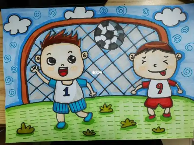 给女儿画的足球主题画